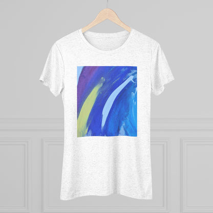Women’s Abstract Art T-Shirt | Cool Tone Modern Graphic Tee with White Brush Strokes